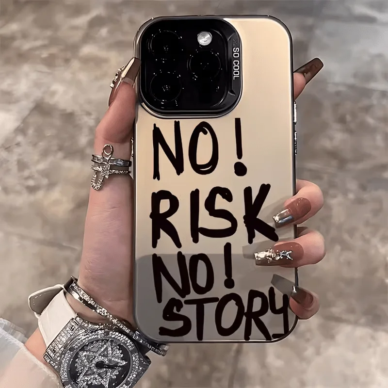 NO! RISK NO! STORY pattern phone case suitable for iPhone 17 16 15 14 13 12 11 Pro/Max/Plus anti drop and shockproof back cover