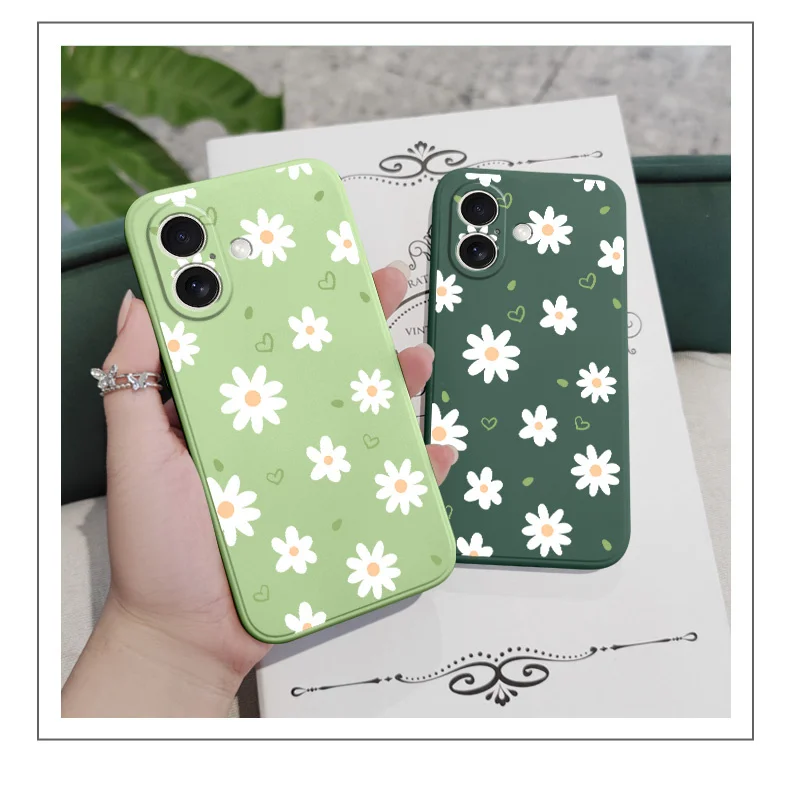 Tender Daisy Phone Case For iPhone 17 17 Air 16 15 14 13 12 11 X XR XS Plus Pro Max Mini Silicone Cover