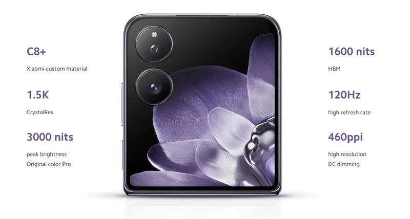 Global Version Xiaomi MIX Flip Leica 50MP Camera 4780mAh 67 W 12GB 512GB Snapdragon 8 Gen 3 Hyper Charger 6.86" 120Hz Display