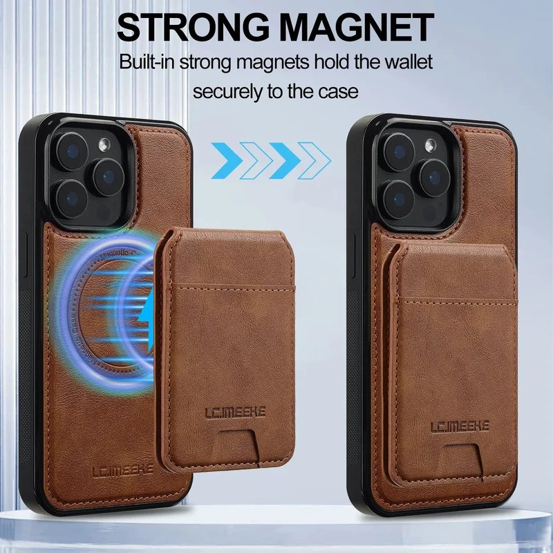 Detachable Magnetic 2 In 1 Leather Case For iPhone 16E 17 1615 14 13 12 11 Pro XS Max Air XR 8 7 Plus SE Card Pocket Phone Cover