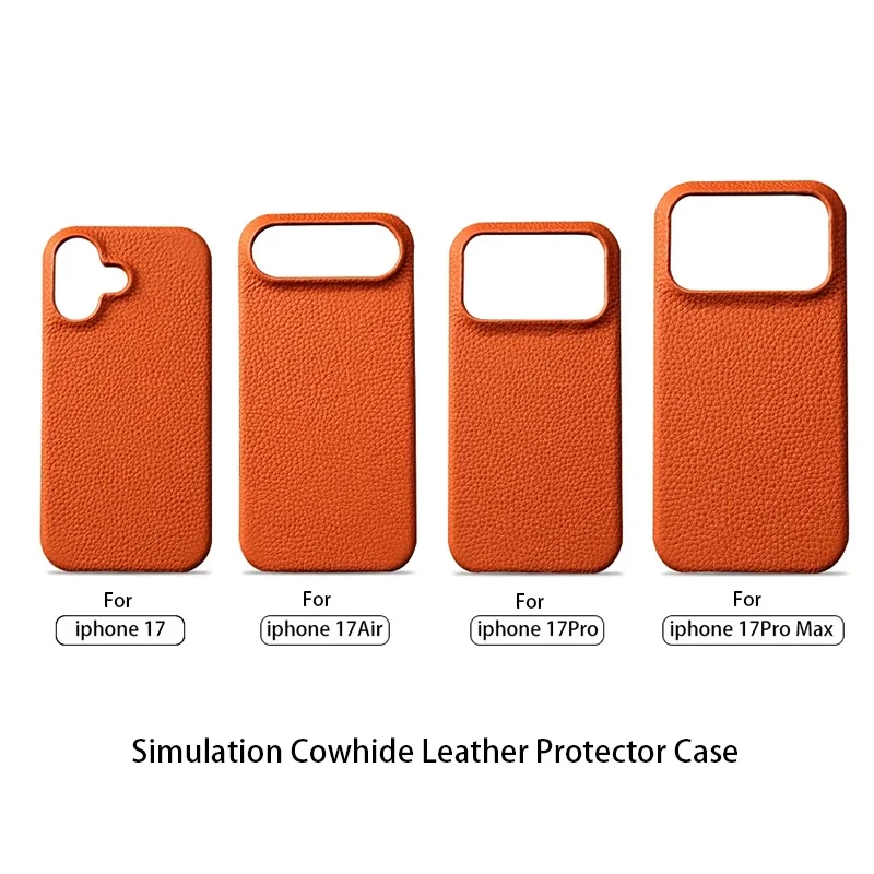 Luxury Simulation Cowhide Leather Case for Apple iPhone 17 Pro Max Cover iPhone17 Air PU Leather Official Style Phone Cover
