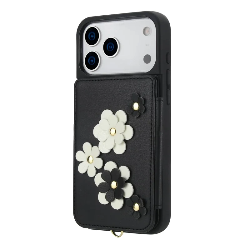 For iPhone 17 Pro Max iPhone Air Case, Wallet with Card Holder, Cute Flower Design Crossbody Purse,Magnetic Kickstand Shockproof