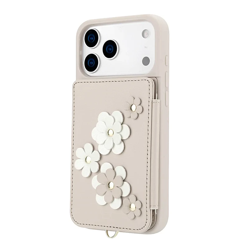 For iPhone 17 Pro Max iPhone Air Case, Wallet with Card Holder, Cute Flower Design Crossbody Purse,Magnetic Kickstand Shockproof