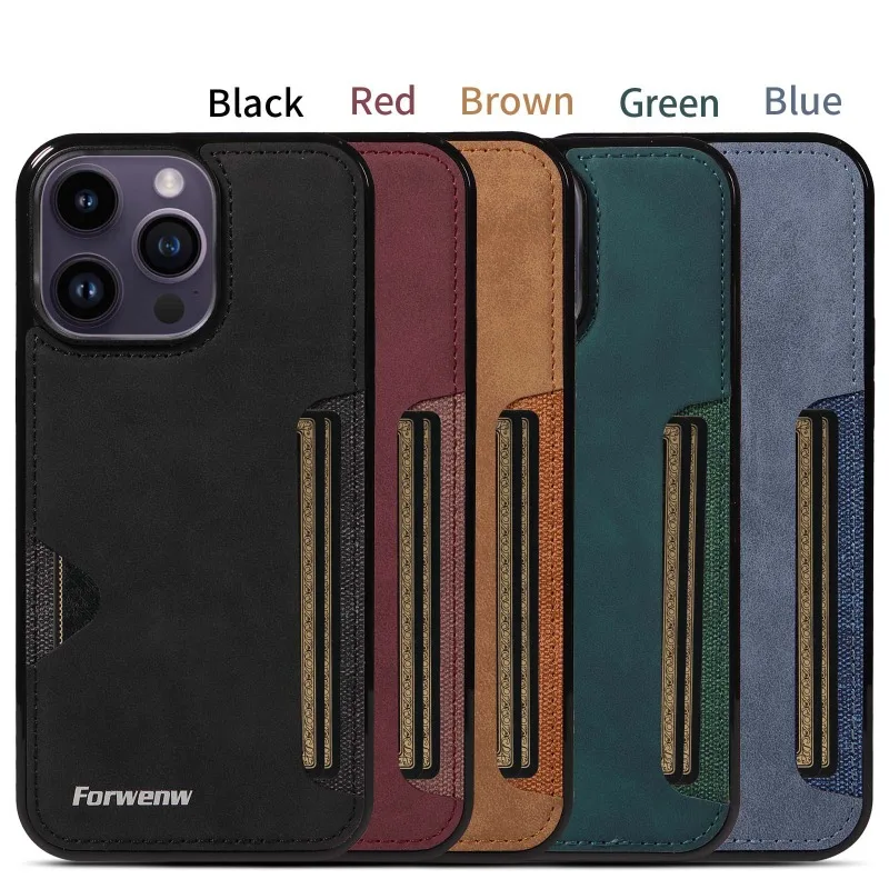 Retro Card Holder Phone Case for iPhone 17 16 15 14 13 12 11 Pro Max 16E Mini XS XR SE 7 8 Plus Busines Wallet PU Leather Cover