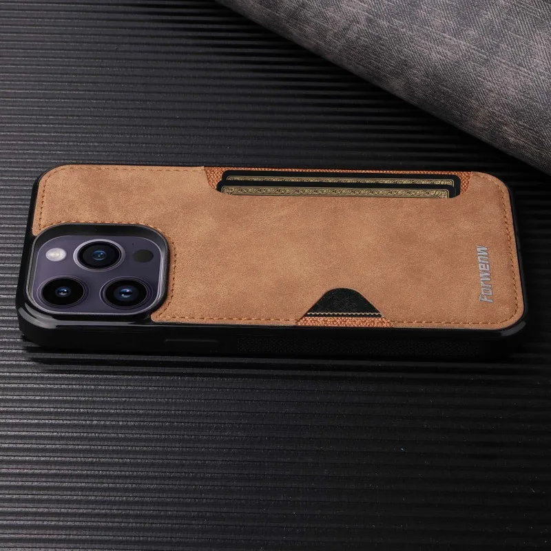 Retro Card Holder Phone Case for iPhone 17 16 15 14 13 12 11 Pro Max 16E Mini XS XR SE 7 8 Plus Busines Wallet PU Leather Cover