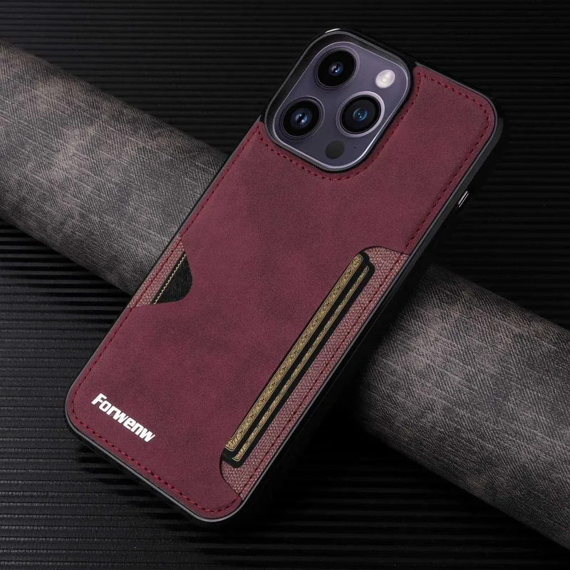Retro Card Holder Phone Case for iPhone 17 16 15 14 13 12 11 Pro Max 16E Mini XS XR SE 7 8 Plus Busines Wallet PU Leather Cover