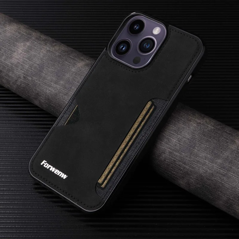 Retro Card Holder Phone Case for iPhone 17 16 15 14 13 12 11 Pro Max 16E Mini XS XR SE 7 8 Plus Busines Wallet PU Leather Cover