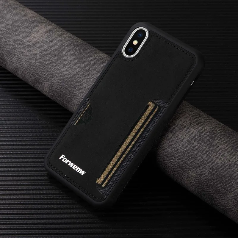 Retro Card Holder Phone Case for iPhone 17 16 15 14 13 12 11 Pro Max 16E Mini XS XR SE 7 8 Plus Busines Wallet PU Leather Cover