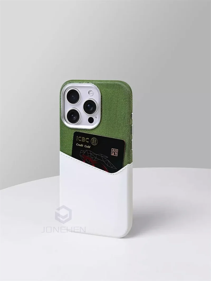 For Magsafe Card Holder Leather Case For iPhone 16 15 13 12 17 Pro Max 14 Plus Pocket Wireless Charge Alloy Lens Magnetic Cover