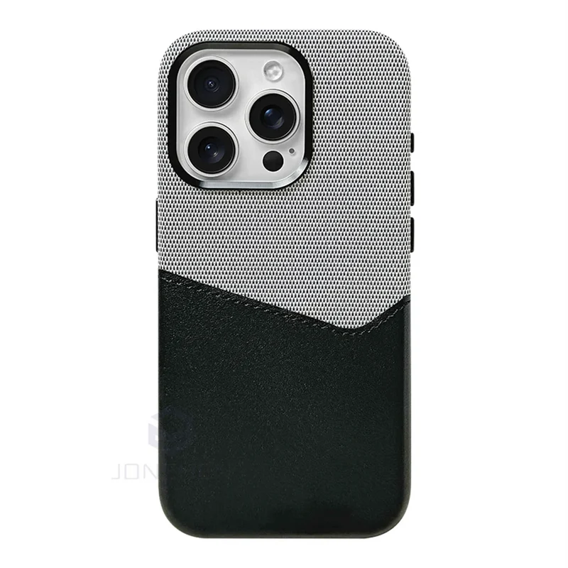 For Magsafe Card Holder Leather Case For iPhone 16 15 13 12 17 Pro Max 14 Plus Pocket Wireless Charge Alloy Lens Magnetic Cover