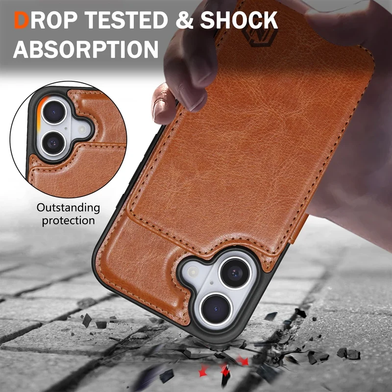 Wallet RFID Blocking Layer Protect Anti-Theft Magnetic Leather Case For iPhone Air 17 Pro Max 16e 15 Plus 14 13 12 11 Card Bag