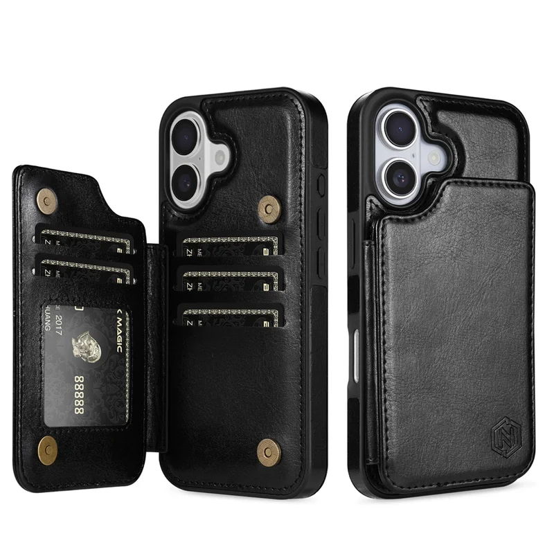 Wallet RFID Blocking Layer Protect Anti-Theft Magnetic Leather Case For iPhone Air 17 Pro Max 16e 15 Plus 14 13 12 11 Card Bag