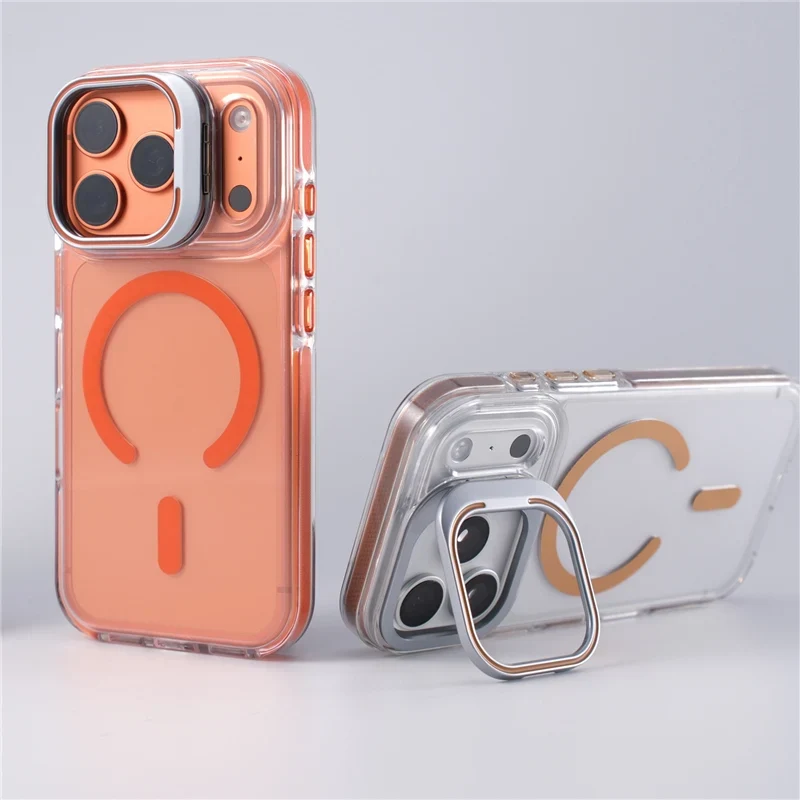 Flip Camera Lens Holder For Magnetic Magsafe Case For iPhone 17Pro 16 16Pro 17 17Pro max Transparent Protective Phone Cover