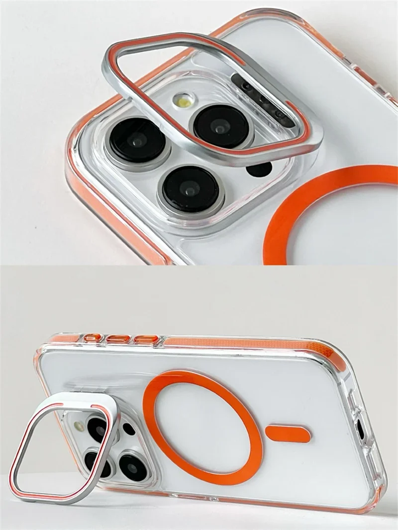 Flip Camera Lens Holder For Magnetic Magsafe Case For iPhone 17Pro 16 16Pro 17 17Pro max Transparent Protective Phone Cover