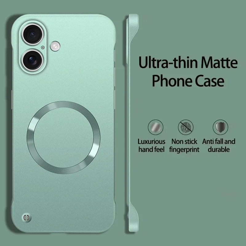 New Slim Thin Matte Metal Painted PC Magnetic Case For Magsafe iPhone 17 Air 17 16 15 14 13 12 Pro Max Plus Frameless Cover