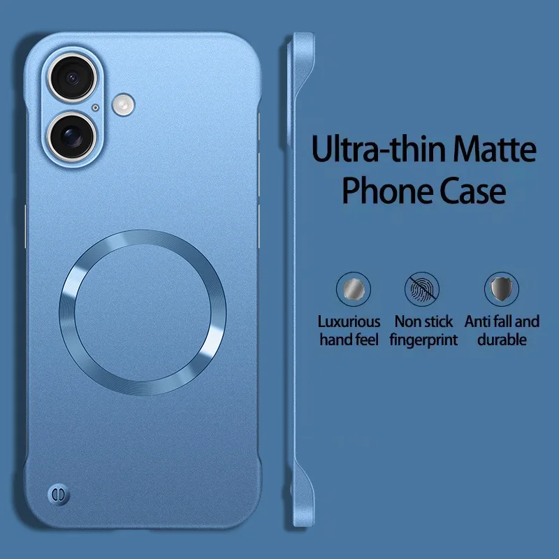 New Slim Thin Matte Metal Painted PC Magnetic Case For Magsafe iPhone 17 Air 17 16 15 14 13 12 Pro Max Plus Frameless Cover