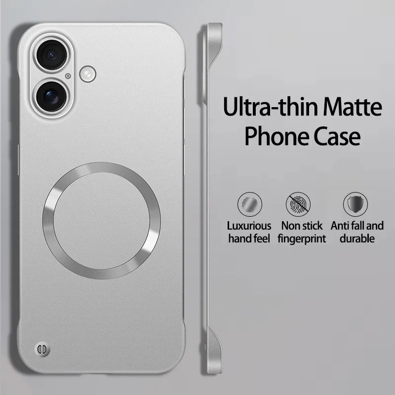 New Slim Thin Matte Metal Painted PC Magnetic Case For Magsafe iPhone 17 Air 17 16 15 14 13 12 Pro Max Plus Frameless Cover