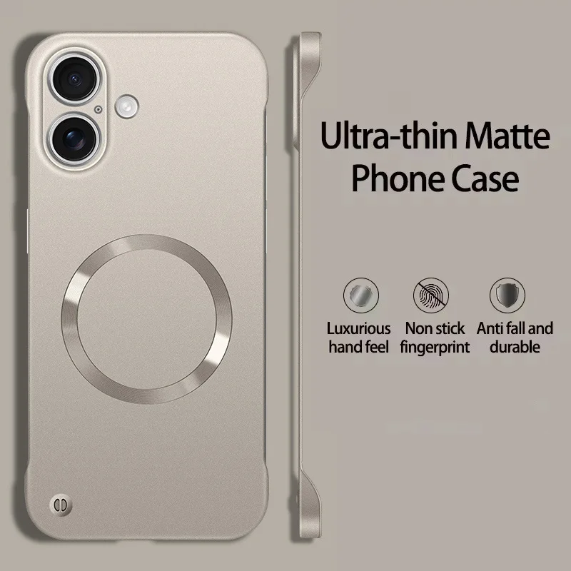 New Slim Thin Matte Metal Painted PC Magnetic Case For Magsafe iPhone 17 Air 17 16 15 14 13 12 Pro Max Plus Frameless Cover