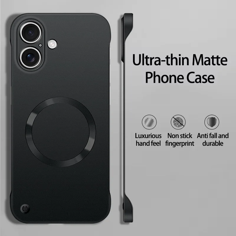 New Slim Thin Matte Metal Painted PC Magnetic Case For Magsafe iPhone 17 Air 17 16 15 14 13 12 Pro Max Plus Frameless Cover