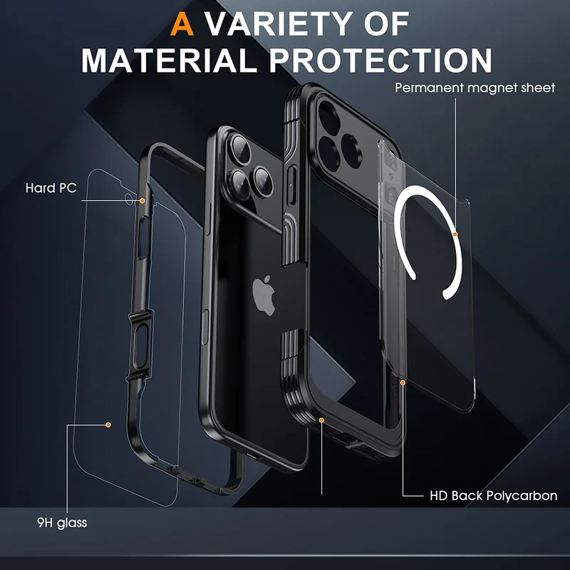360° Fully Protected Double-sided Transparent Magnetic Case For iPhone 17 Pro Max&Air For MagSafe Wireless Charging Back Cover