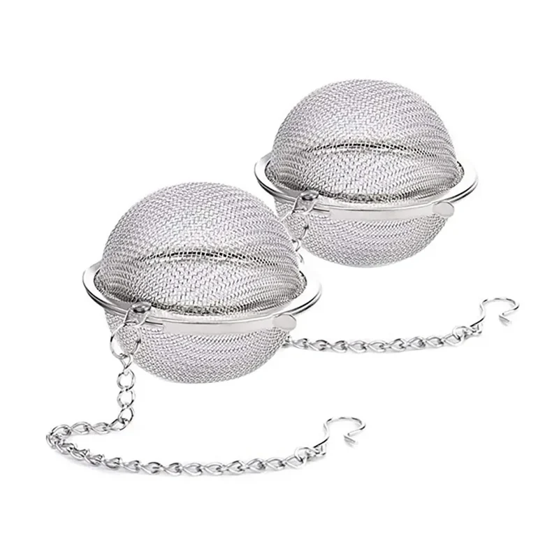 Stainless Steel Tea Ball Mesh Infuser Strainers 2pcs Tea Filter Interval Diffuser Tea Ball Loose Leaf Tea Strainer Kitchen Tools