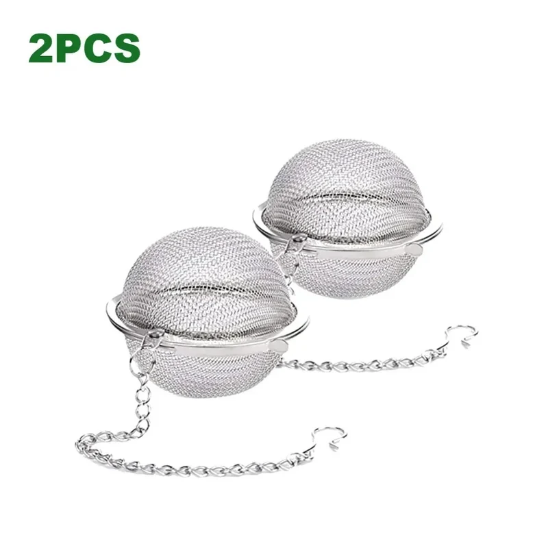 Stainless Steel Tea Ball Mesh Infuser Strainers 2pcs Tea Filter Interval Diffuser Tea Ball Loose Leaf Tea Strainer Kitchen Tools