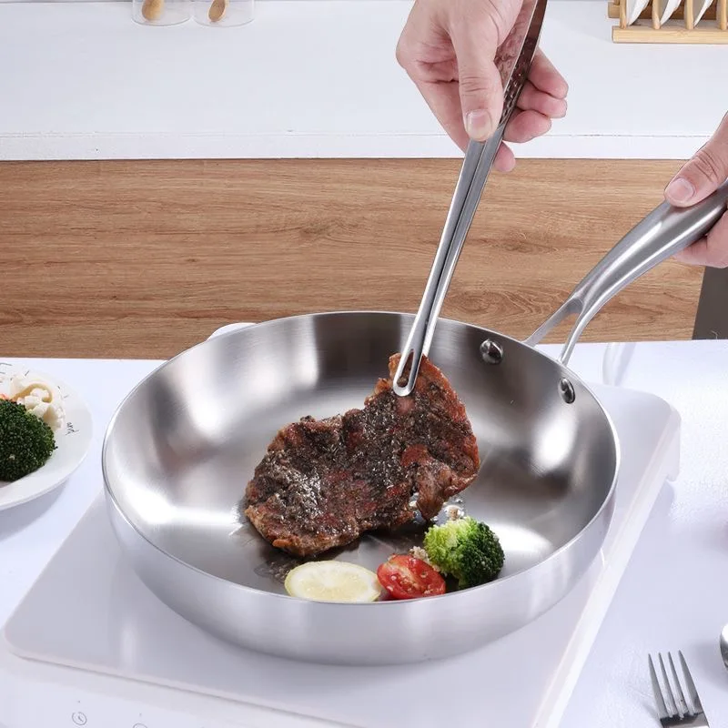 304 stainless steel frying pan, non stick pan, steak pan, suitable for gas stoves and induction cookers, uncoated kitchen utensi