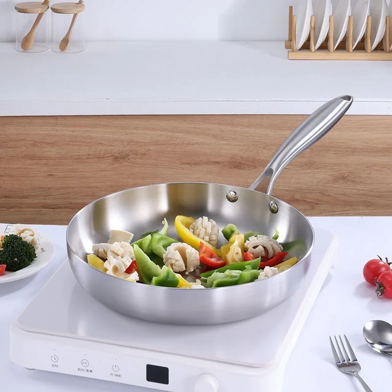 304 stainless steel frying pan, non stick pan, steak pan, suitable for gas stoves and induction cookers, uncoated kitchen utensi
