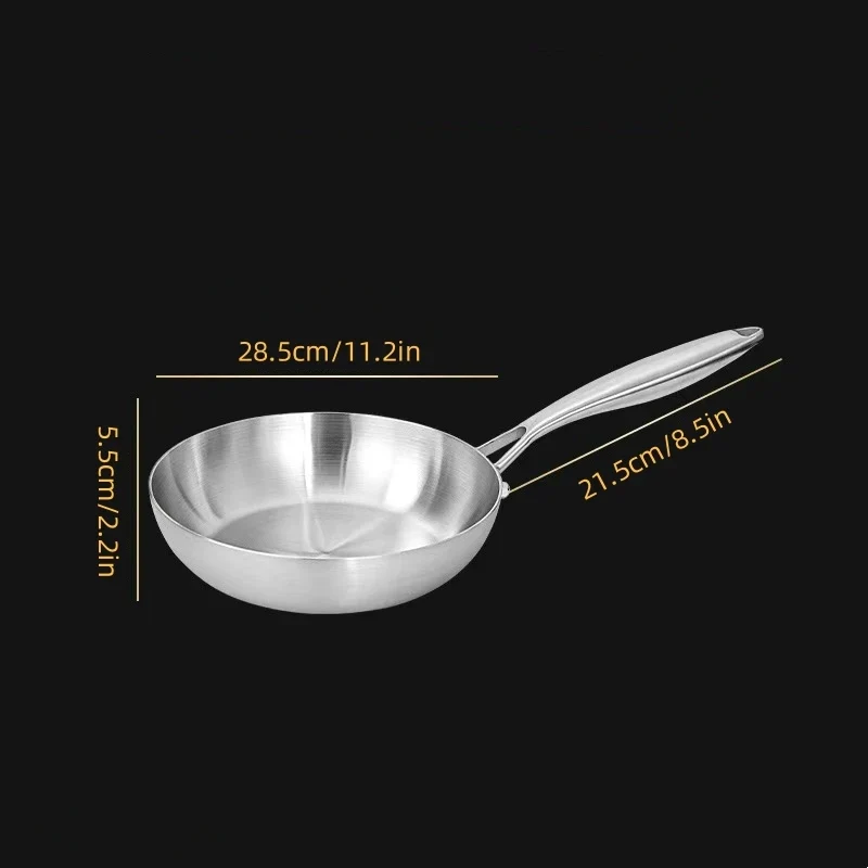 304 stainless steel frying pan, non stick pan, steak pan, suitable for gas stoves and induction cookers, uncoated kitchen utensi
