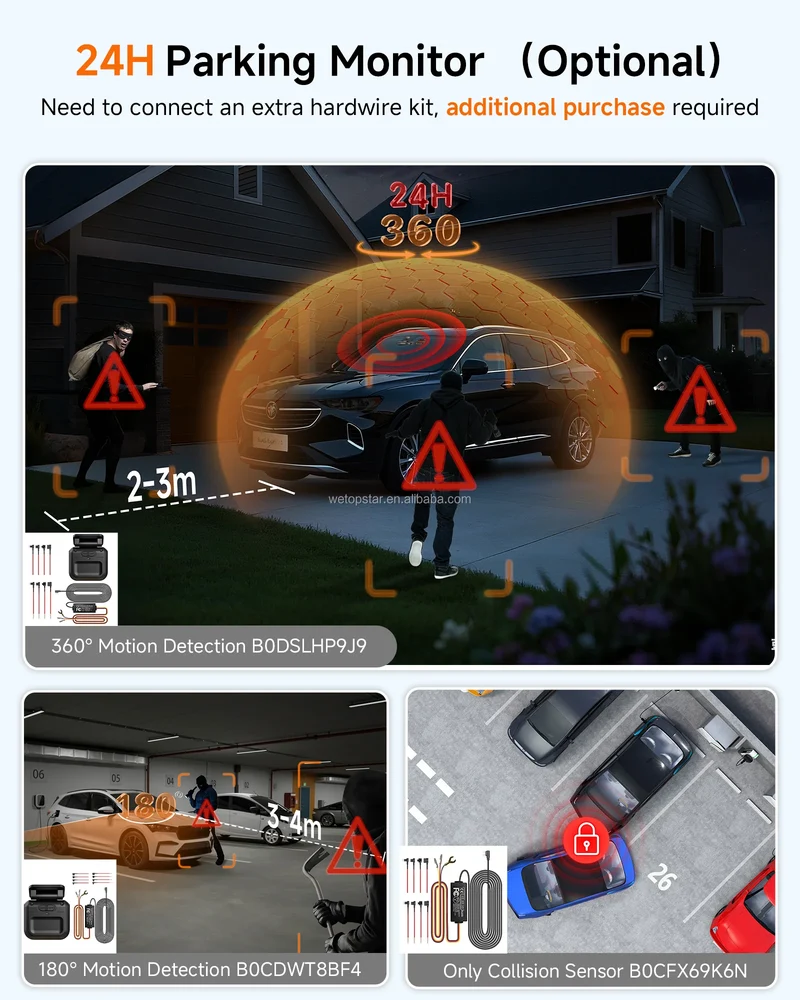 4 Lens Dash Cam with AI DMS Front 4K Recording STARVIS 2 Dashcam Built-in GPS Car Black Box with Parking Monitoring
