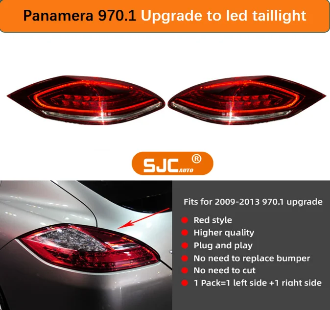 SJC Upgrade LED Taillight for Porsche Panamera 2009-2013 970.1 Tail Lights Upgrade to 2016 Style Led Tail Lamp for 970 Car