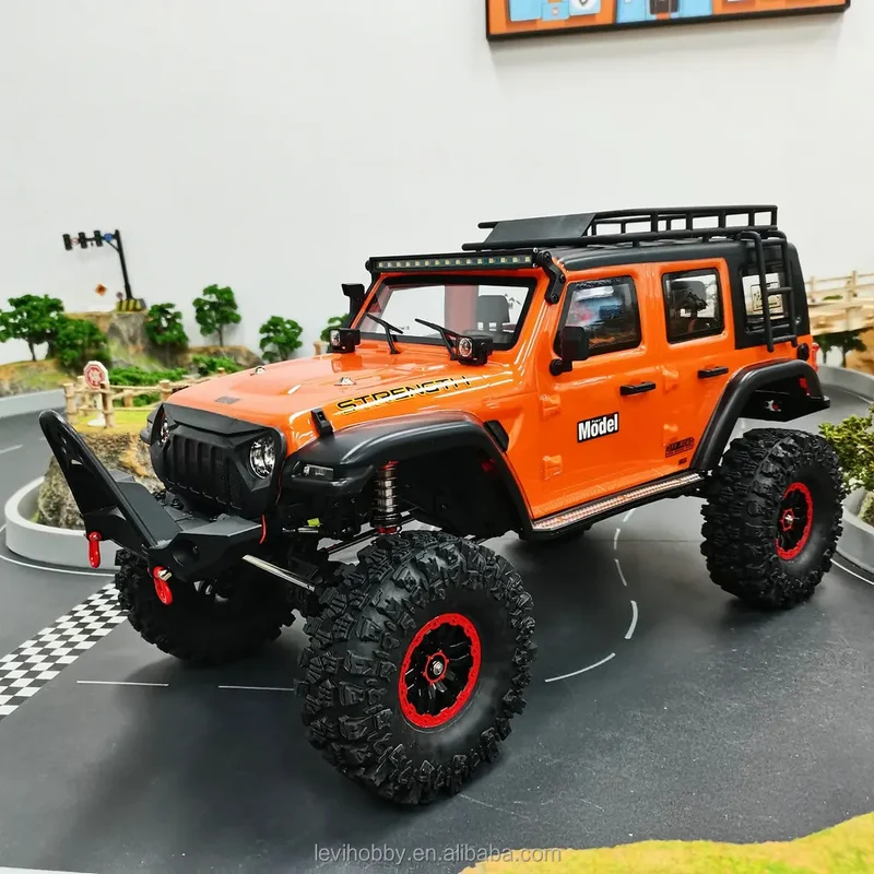 For Adult Hobby RC Off-Road Crawler 1:10 2.4G 4WD LED Lights Dragging RC Truck Brushed Toys Climbing Car