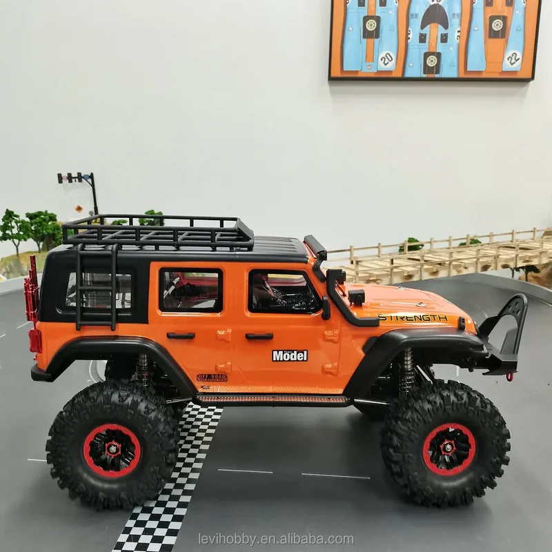 For Adult Hobby RC Off-Road Crawler 1:10 2.4G 4WD LED Lights Dragging RC Truck Brushed Toys Climbing Car