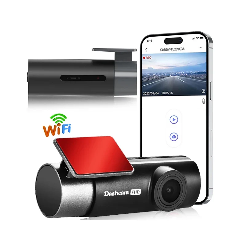Source Factory FHD 1080P Dashcam Super Night Vision 24H Parking Monitor Car DVR Cameras 360° Rotating Lens Blackbox APP Control