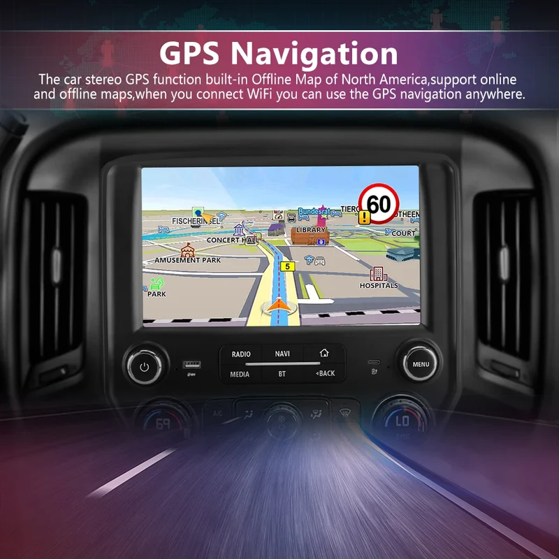 Junsun US Stock Car Multimedia Play for Chevrolet Chevy Silverado GMC Sierra 2014-2018 Wireless CarPlay Android GPS Navigation