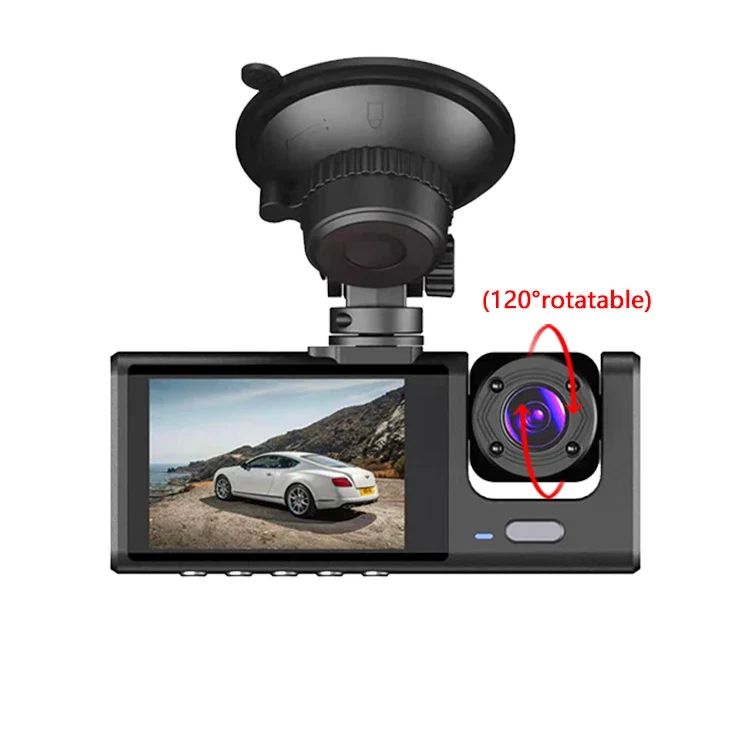 Dash Cam 3 Channels 1080p Hd Front Rear and Inner Camera Car Video Recorder Dvr Black Box Driving Record for Car