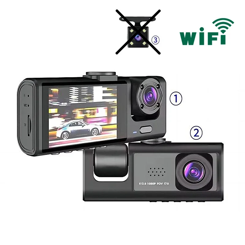 Dash Cam 3 Channels 1080p Hd Front Rear and Inner Camera Car Video Recorder Dvr Black Box Driving Record for Car