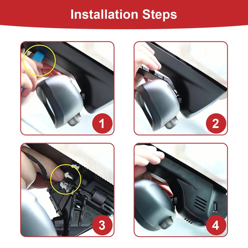 Adinkam Hidden WIFI Car DVR Dash Cam Dash Cam for Audi 2019-2024 A1 A3 A4 A5 A6 A7 A8 Q2 Q3 Q5 Q7 Q8 RS S S5 S8 SQ5 SQ8 TT