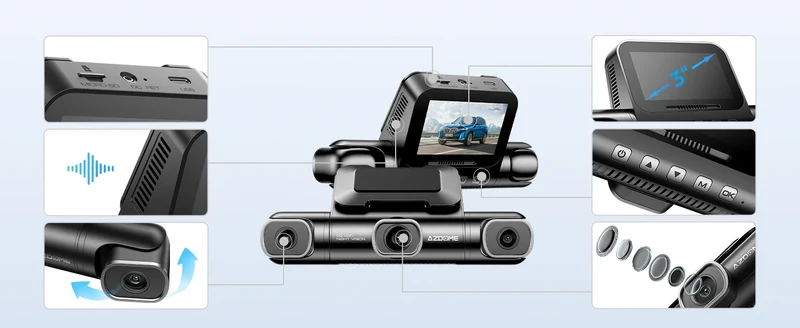 AZDOME Dash Cam M660 2K+3*1080P 4CH Car DVR GPS 5G Wifi Built-in 128GB EMMC Voice Control 24H Parking Monitor Super Night Vision