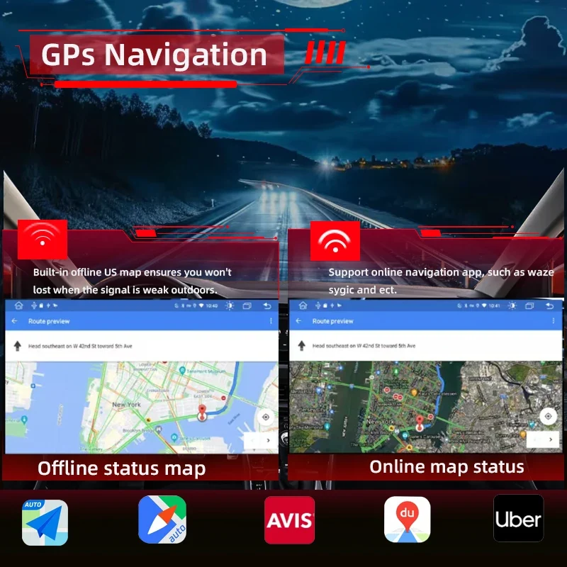Cross-Border Car Wireless CarPlay Android GPS Navigation Large Screen All-in-One Reversing Image OLED Touch Screen 1280x720