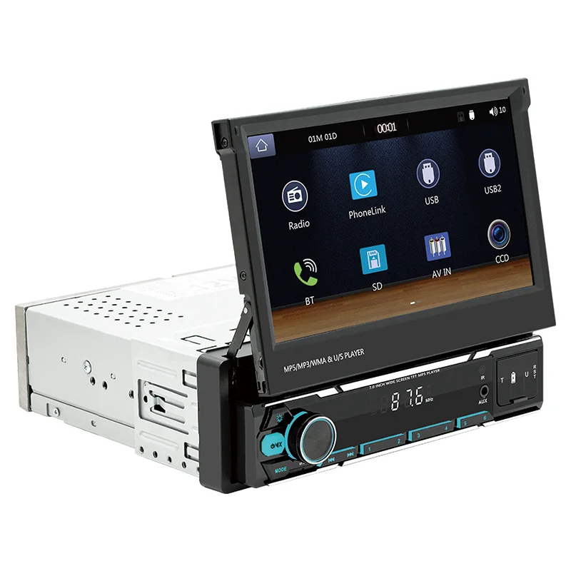 7" Wireless Android 10.0 Car MP5 Player Dashboard Manual Control /SD/RDS/USB/RED Function LCD Screen Amplifier RGB