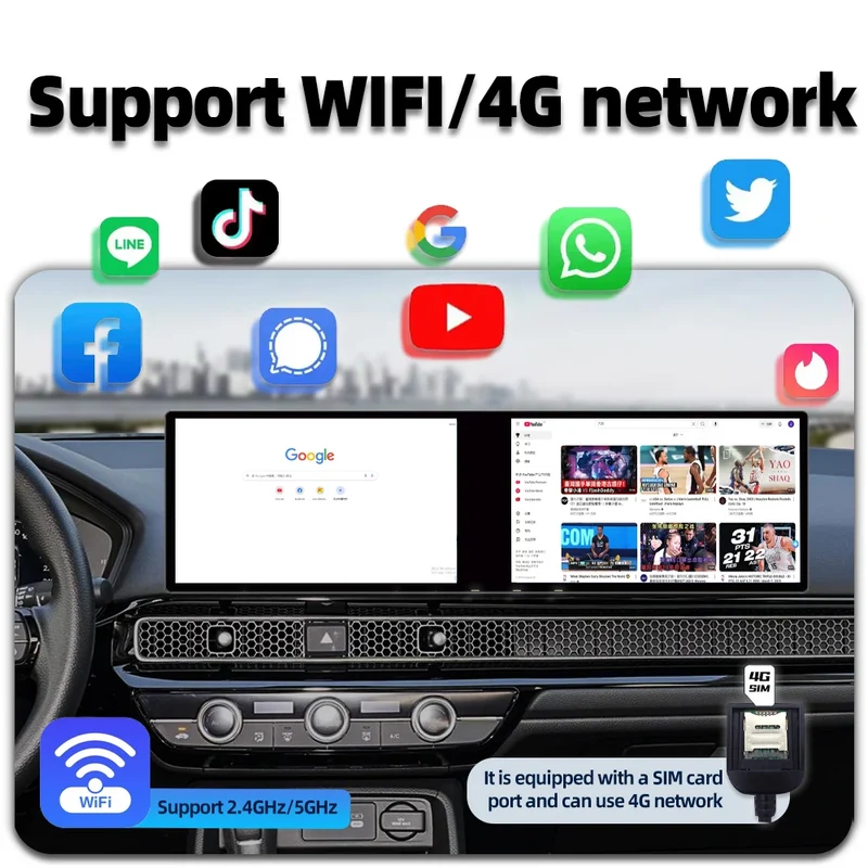 Dual 10.1 Inch Android Car Player Touch Screen Stereo Carplay WIFI 4G GPS Navigation FM AM Radio Multimedia System