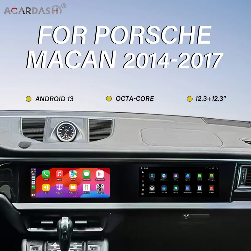 ACARDASH Dual 12.3" Touch Screen Auto Android Car Dvd Player Interactive Screen for Macan 2014-2017 PCM3.1 PCM4.0 With Carplay