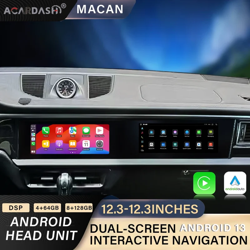 ACARDASH Dual 12.3" Touch Screen Auto Android Car Dvd Player Interactive Screen for Macan 2014-2017 PCM3.1 PCM4.0 With Carplay