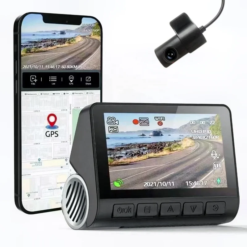 Hotsale Front and Rear Camera Car Dvr Recorder Dash Cam 3 Inch IMX415 Starvis Night Vision Wifi Gps 4K Dual Lens 30Fps Dashcam