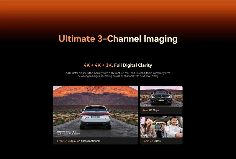 DDPAI Z90 Master/Z90 Pro /Z90 Series Flagship Dual Lens Triple Vision Car Dash Cam Video Recorder ADAS WDR Loop Recording Touch
