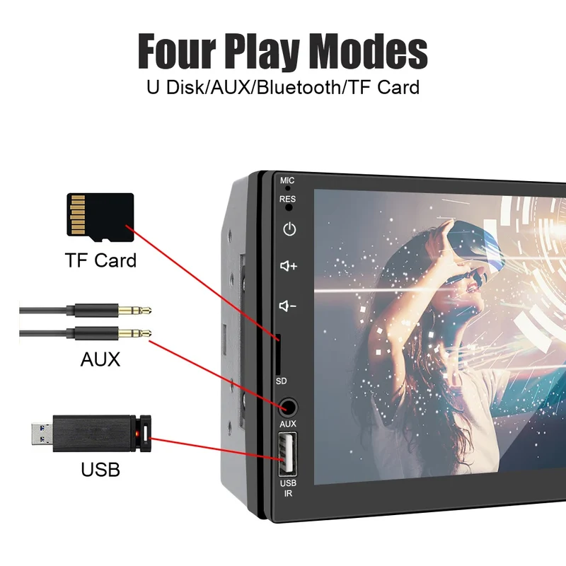 12V Car MP5 Player CarPlay Audio Screen Display Android Car Radio 7 Inch 2Din Stereo FM Transmitter Rear View Monitor Autoradio