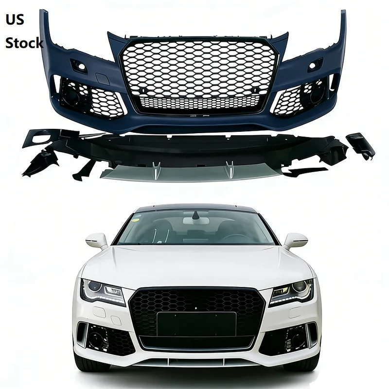 Car A7 S7 C7 Body Kits Upgrade RS7 Style Facelift Front Bumper With Front Grille 4 Rings logo for AUDI A7 S7 C7 2009-2015