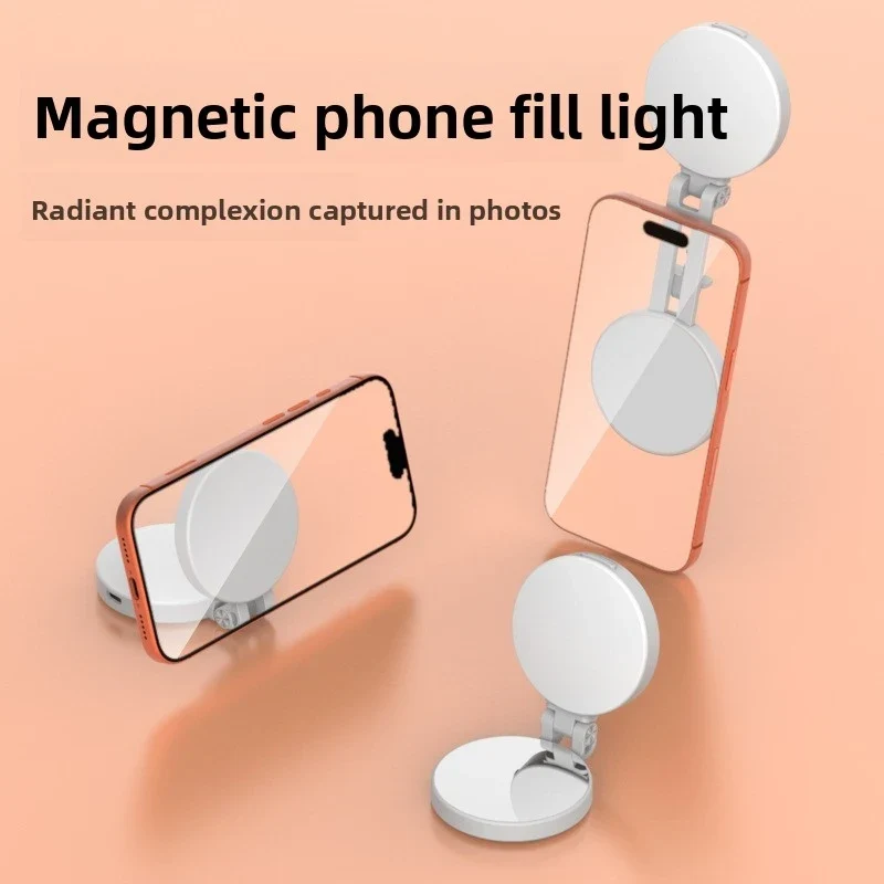 Magsafe Phone LED Ring Light Portable Bi Color Dimmable Selfie Fill Light for Live Stream Vlog Photography