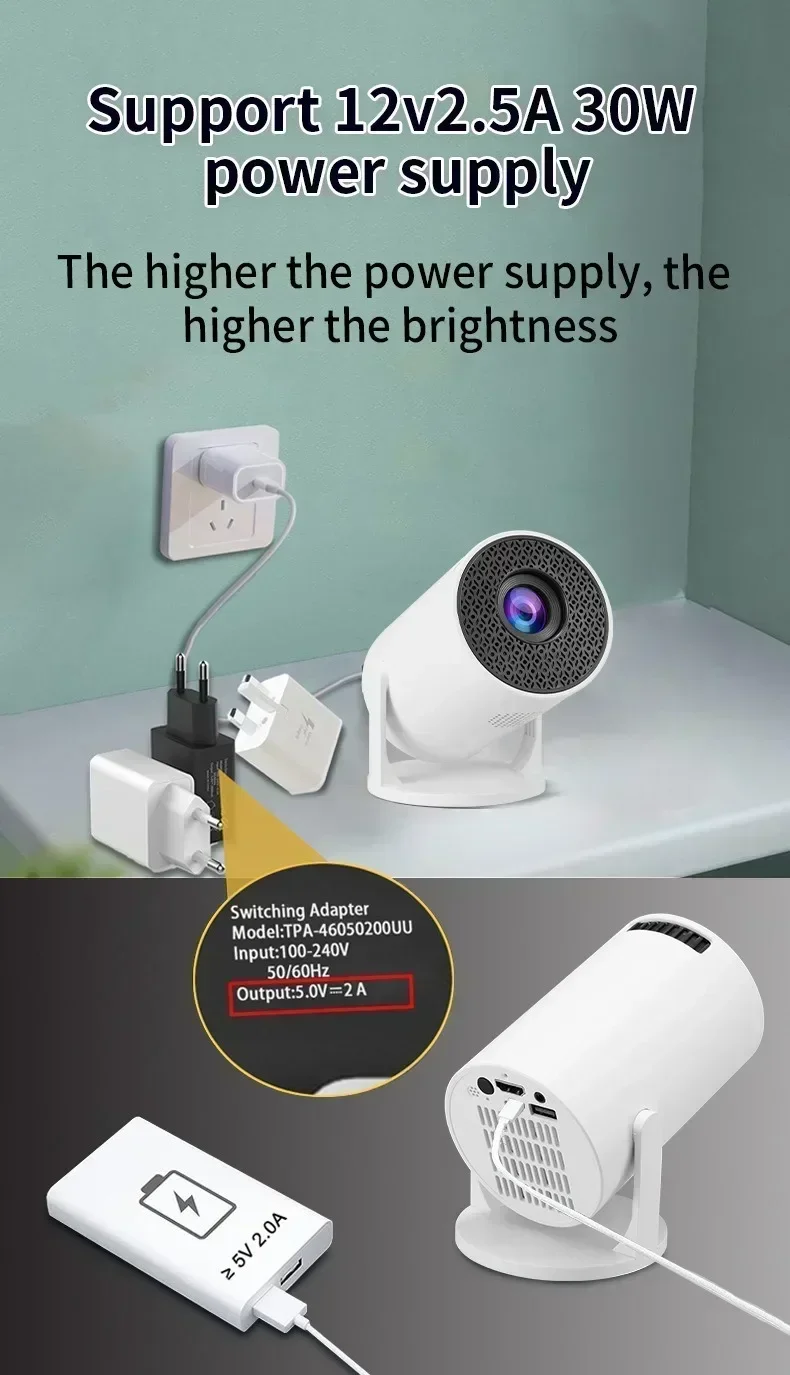New Mini HY300 Projector 4K Android 11 Wifi6 290ANSI Allwinner H713 BT5.0 1080P 1280*720P Cinema Outdoor Portable Projetors